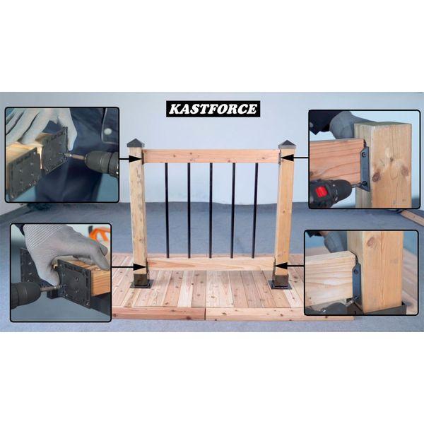 KASTFORCE 12pcs Deck Railing Brackets Connectors for 2x4 (1.5"x3.5") Railing Wood Post with 96 pcs Rust-Free Steel Screws Available for Different Railing Angles KF4012 4