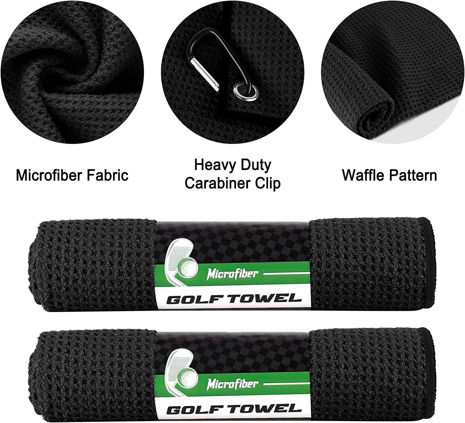 LAFAN Golf Towel Magnetic Microfiber Waffle Pattern Golf Towels with clip, Golf Towel Set Including Golf Club Brush Groove Cleaner, Golf Towels for Golf Bags for Men Gray 1