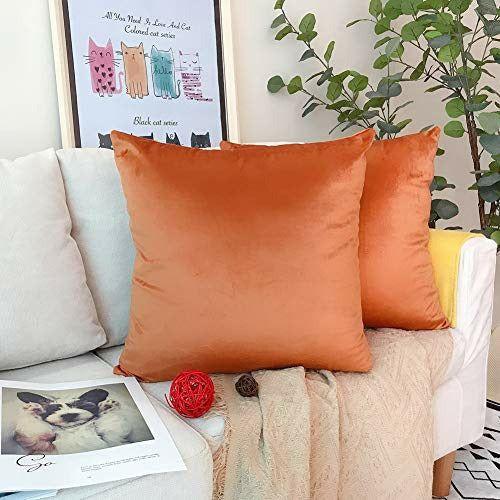 LAXEUYO Velvet Cushion Covers 40x40 cm, Colorful Multi-Color Optional Soft Decorative Square Throw Pillow Cover Pillowcase for Livingroom Sofa Bedroom - Khaki 0