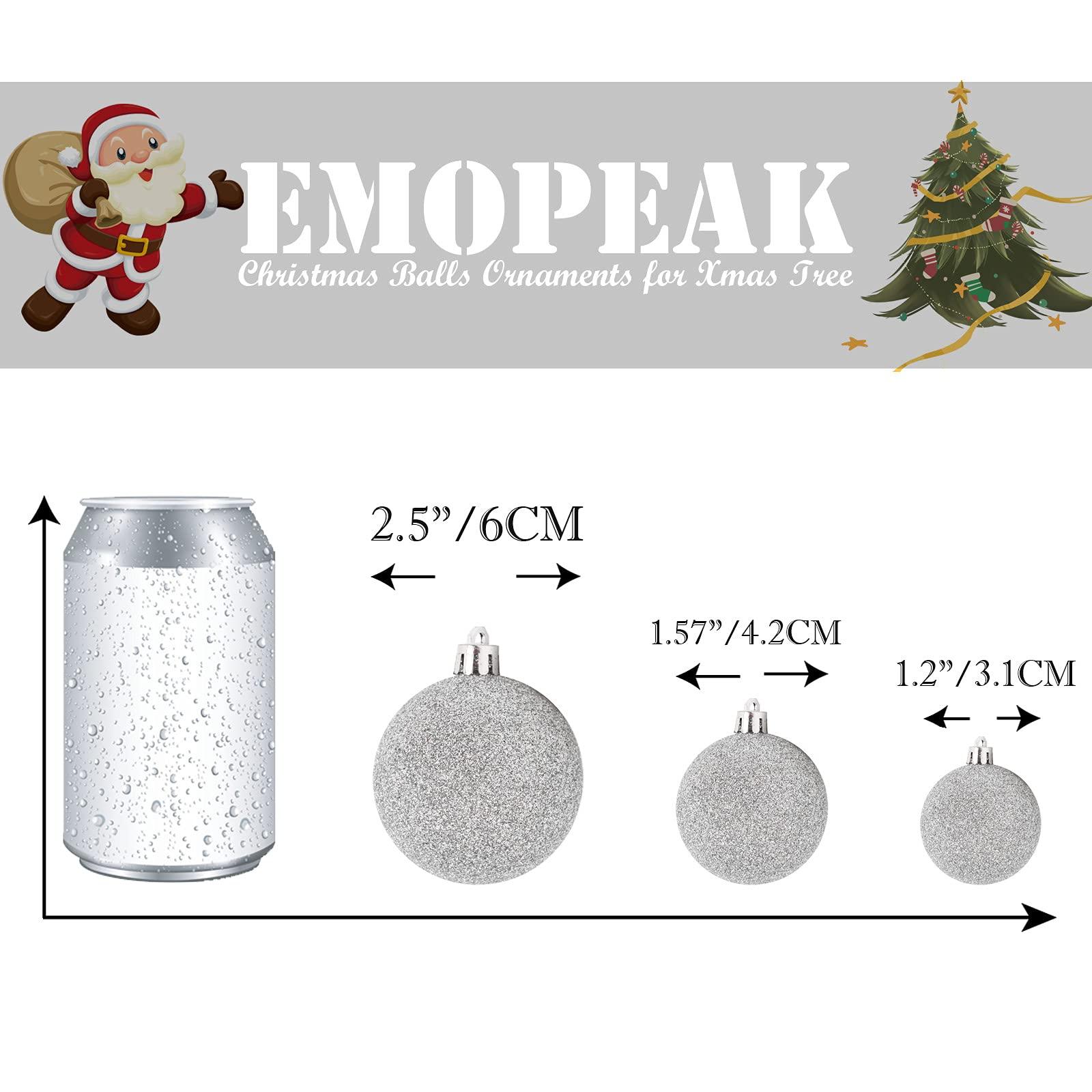 Emopeak 24Pcs Christmas Balls Ornaments for Xmas Christmas Tree - Shatterproof Christmas Tree Decorations Large Hanging Ball for Holiday Wedding Party Decoration (Silver, 2.5"-6.2CM) 3