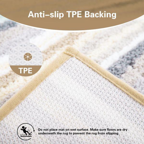 Carvapet Non Slip Bath Mat Absorbent Bathroom Rug Mat Striped Thick Soft Microfiber Bath Rug Carpet(51x81cm,Yellow) 2