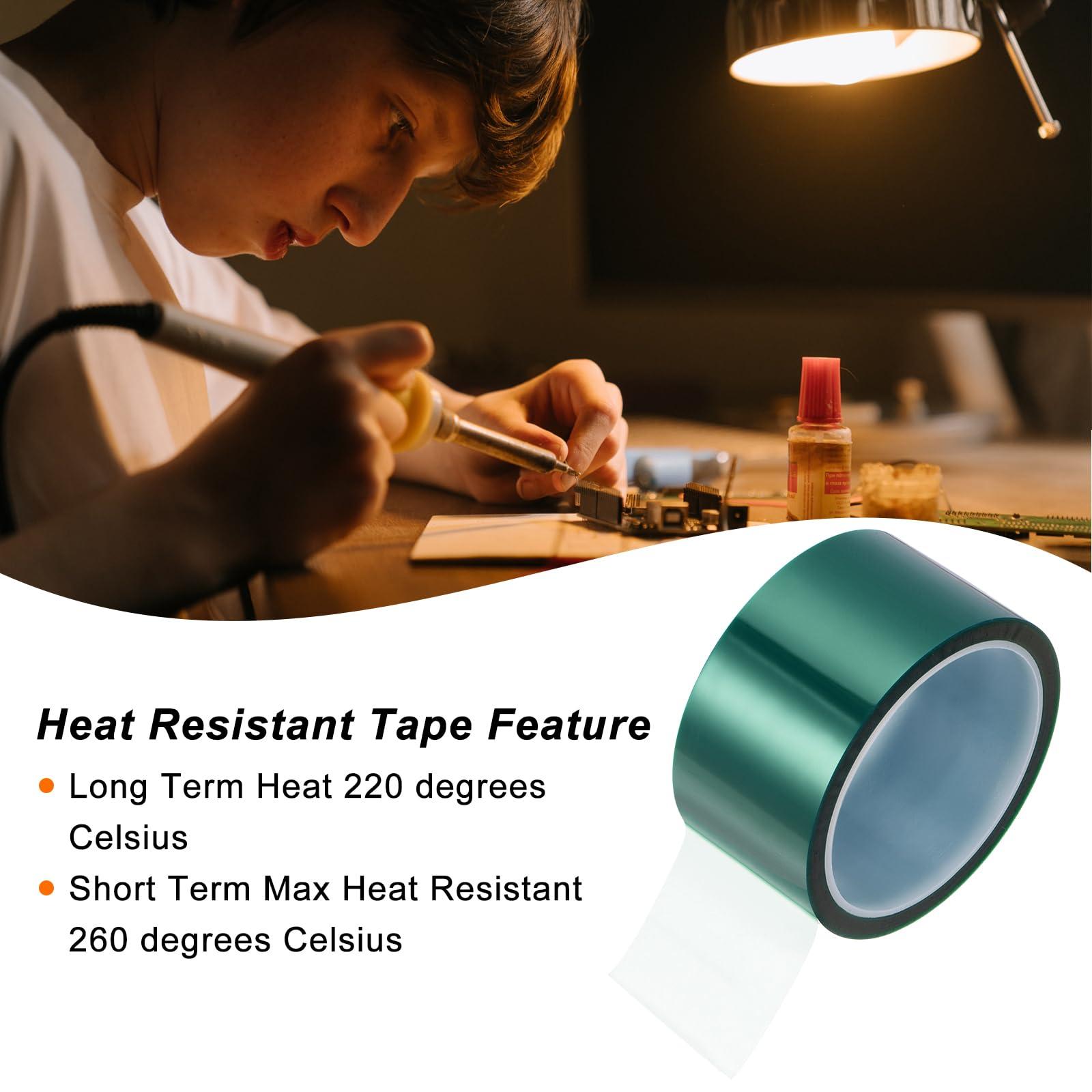 sourcing map 2 Rolls Heat Tape High Temperature Heat Resistant Tape 45mmx33m(108ft) Sublimation Thermal Heat Transfer Tape for Sublimation Press No Residue, Green 3