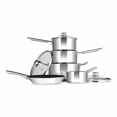 Penguin Home Professional Induction-Safe Cookware Set, Stainless Steel, 5 Pieces 0