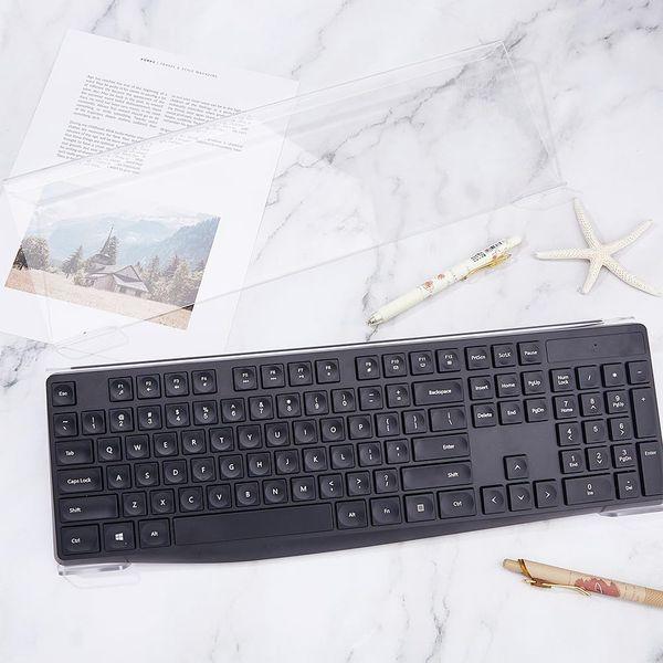 SUPERFINDINGS 2Pcs 2 Styles Clear Keyboard Stand Easy Ergonomic Tilted Keyboard Stand Transparent Office Easy Typing Computer Keyboard Stand for Office Home Gaming Working 42.5x14.5cm 4
