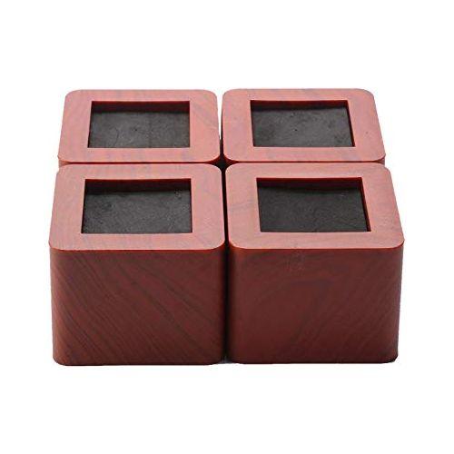 uyoyous 4 Pack Heavy Duty Bed Risers 3 Inch Square Furniture Risers Wood Support Up to 2200lbs Elephant Feet for Lift Couch Bed Sofa Chair Table 0