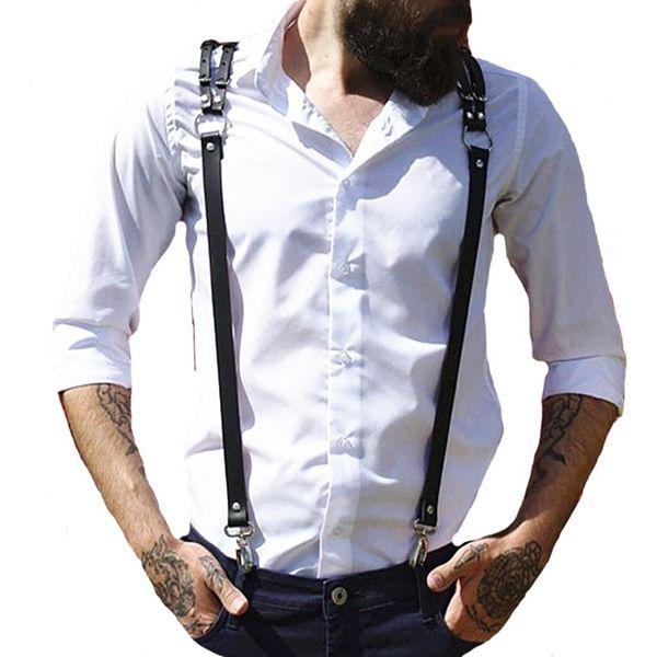 Pinwe Men's Leather Chest Body Harness Belt Adjustable Buckle Straps Club Wear Costume(LM04)