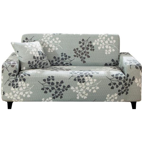 Hotniu 1-Piece Stretch Sofa Couch Covers Pattern Fitted Armchair Loveseat Slipcover Universal Elastic Fabric Settee Sectional Furniture Protector (3 Seater, Grey Leaves)
