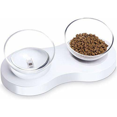 G.C Cat Bowl Double Tilted Cat Food Bowl with Raised Stand Water Bowl Pet Food Feeder Pet Dog Bowl Non-Spill Feeding Bowls for Kitten Puppy 0