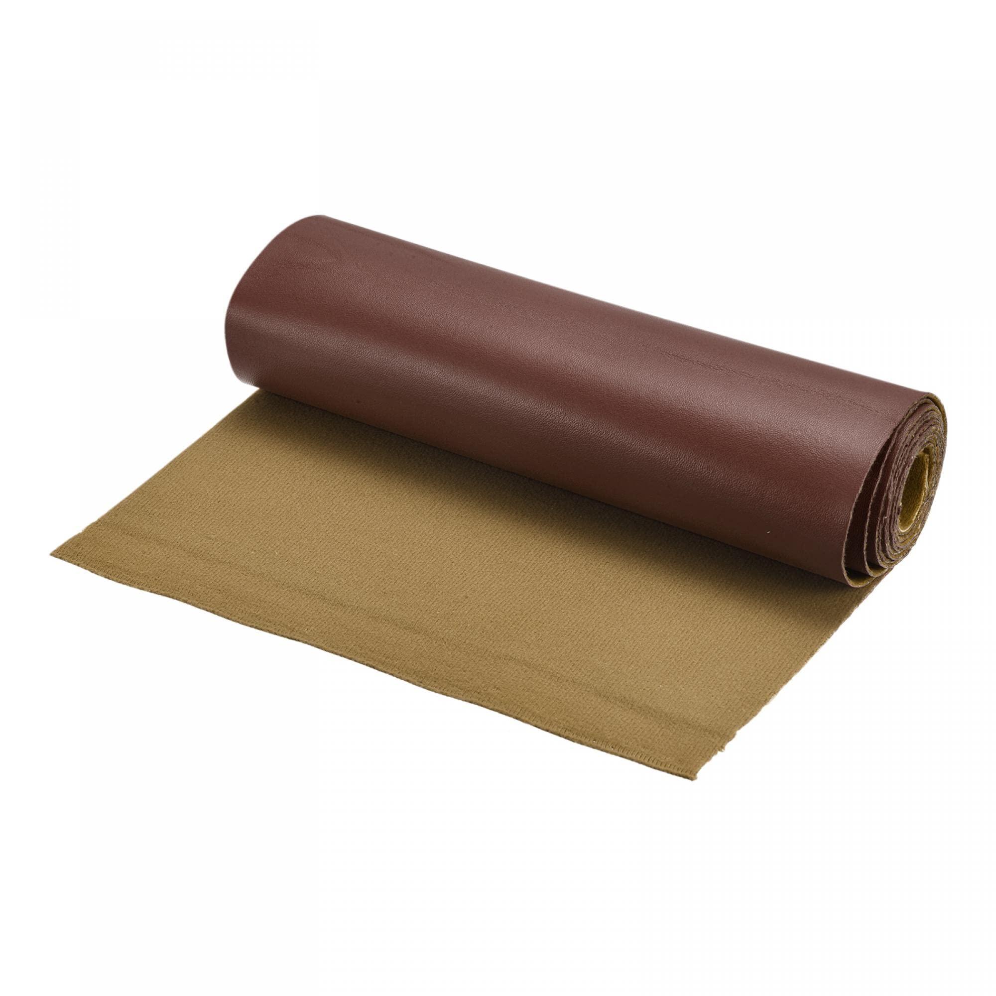 sourcing map Smooth Solid Color Faux Leather Sheets with Cotton Woven Back, PU Leather for DIY, Making Crafts, Sewing, 20 x 135cm Brown 5