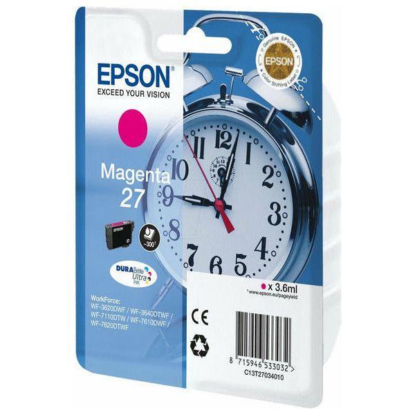 Epson C13T270340102 Alarm Clock No.27 Series Ink Cartridge, Magenta, Genuine 2