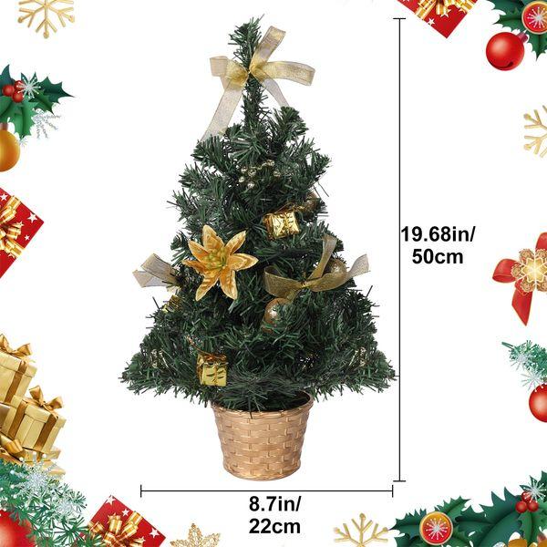 50CM Artificial Tabletop Christmas Tree,JUANPHEA Small Mini Christmas Tree wtih Hanging Ornaments, Artificial Xmas Tree for Christmas Desktop Decorations(Red） 1