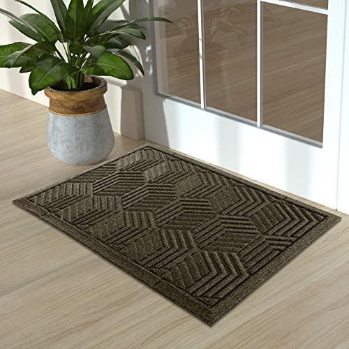 Yimobra Durable Indoor Door Mats, Easy Clean Entrance Floor Rug, Water Absorption Welcome Mat for Outdoor Front Door, Resist Dirt, Patio, Busy Areas, Heavy Duty, Non Slip, 75 x 43 cm, Beige Brown 0