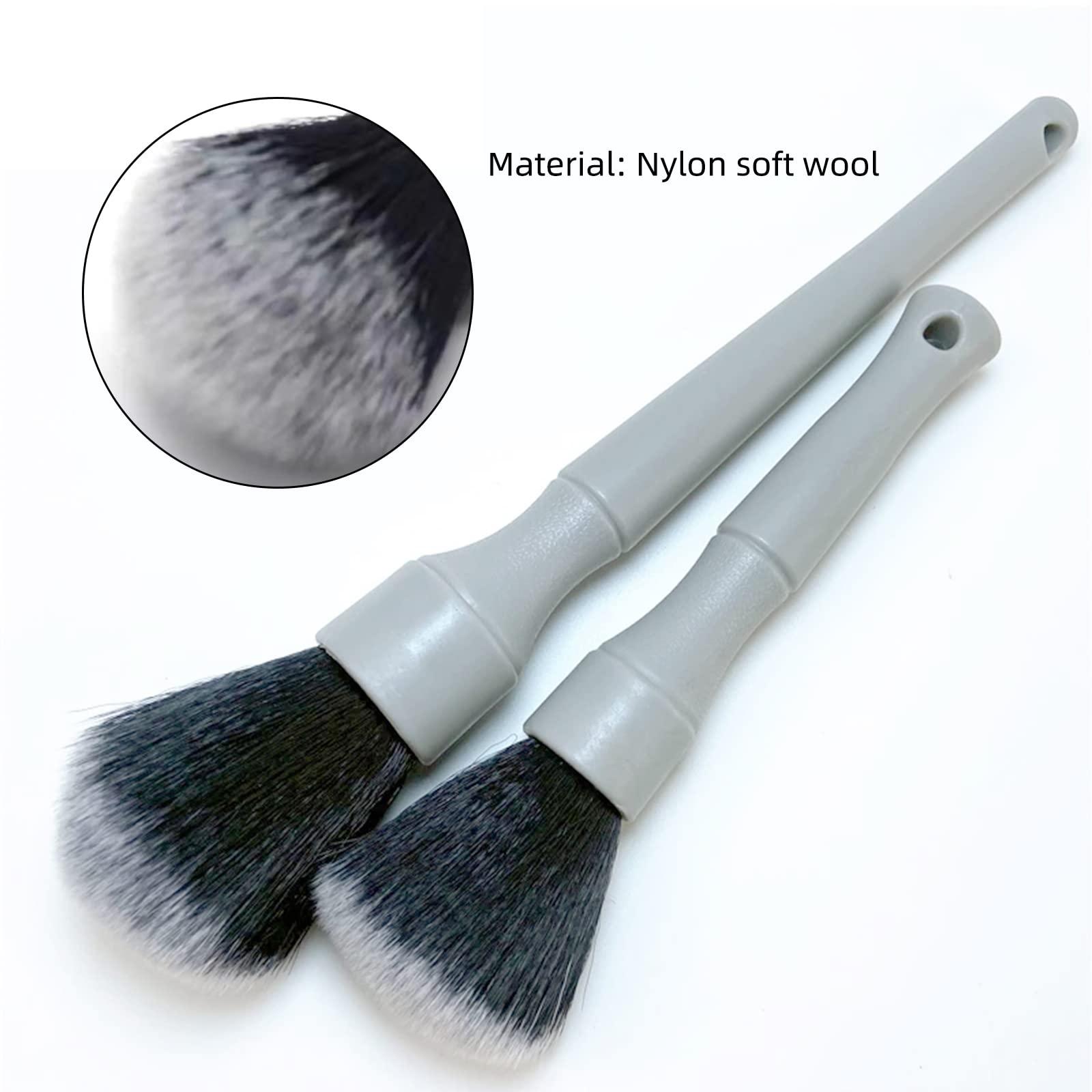 ALI2 Detailing Brush Set,Soft Comfortable Grip for Car Interior and Exterior Detailing Cleaning,Grey 8