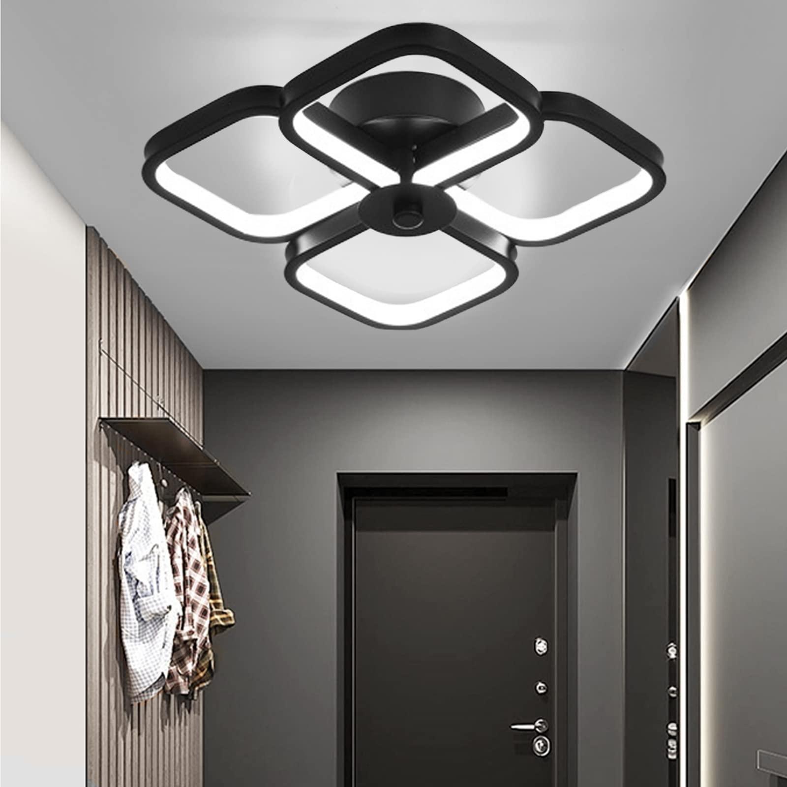 HOUZEE Light Fittings Ceilings LED 4 Squares Black Creative Fashion Celings Lights for Corridor Kitchen Lights Ceiling Dinning Room Cold White Light Warm Light 30W (Cold White Light) 1