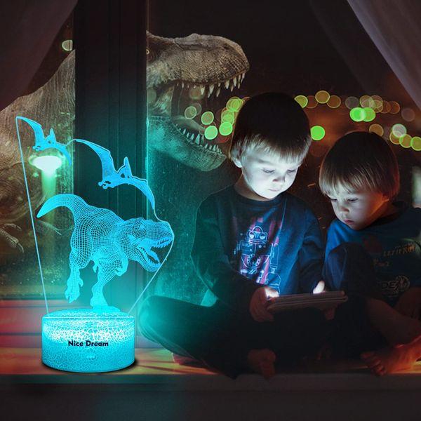 Nice Dream Dinosaur Night Light for Kids, 3D Illusion Lamp, 16 Colors Changing with Remote Control, Room Decor, Gifts for Children Boys Girls 2
