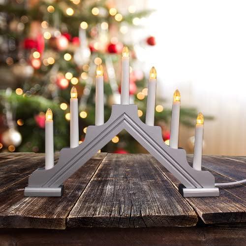 Christmas Workshops Traditional Wooden Christmas Snowflake Candle Bridge, 6 Warm White LEDs, Battery Operated