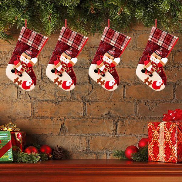 ZHUYAO Large Santa Stocking for Filling as Christmas Gift Bag Hanging Stockings for Fireplace Christmas Tree Gift Bag Candy Bag with Snowman 4