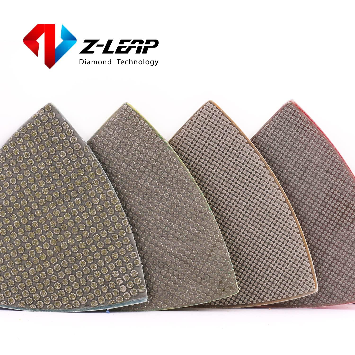 Z-LEAP Triangle Diamond Sandpaper Sheet Discs Sanding Pads for for Grinding Stone Glass Ceramic 3"(80mm) Mix Grit/8pcs 3