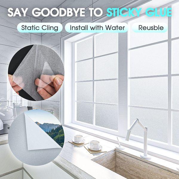 ouyili Frosted Glass Window Film Static Clings Removable Non Adhesive, Add Privacy and Style to Your Windows, Anti-UV Heat Control Sun Blocking not Affect Natural Light Enter (60 cm×200 cm) 3