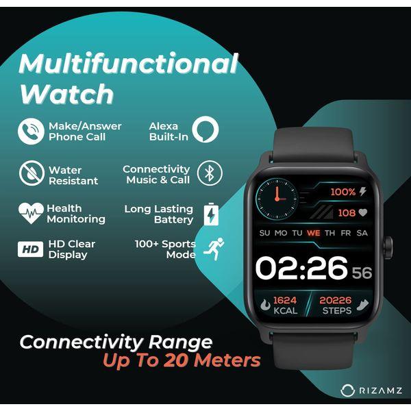 RIZAMZ Smart Watch for Men and Women (Answer/Make Calls) - Alexa Built-in 1.8-inch Touch Screen Smartwatch - Mens Smart Watches with SpO2 Heart Rate Sleep Monitor and IP68 Waterproof Step Counter 2