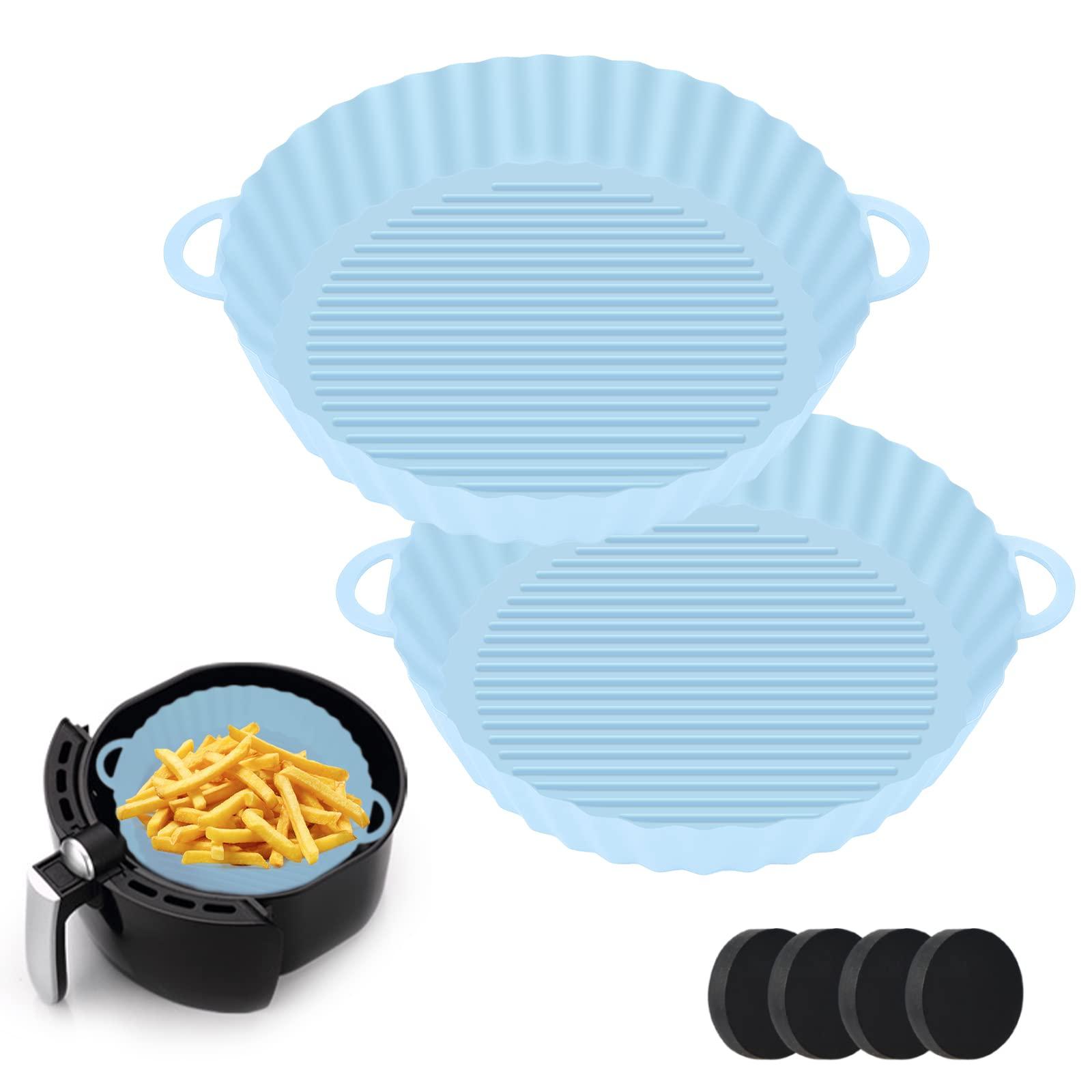 KAMEUN Air Fryer Silicone Liner, Round Airfryer Baskets Trays, Reusable Air Fryer Accessories for Oven Microwave Kitchen, Heat-Resistant & Easy To Clean, 2 Packs, 8.26In, Sky Blue 5