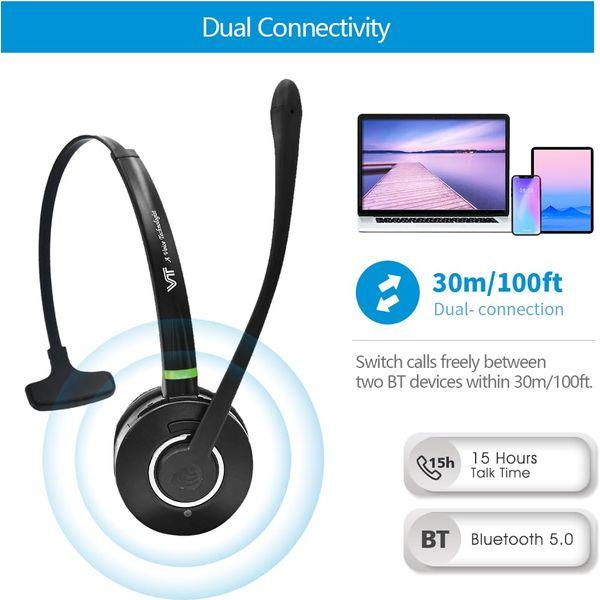 VT Bluetooth-Headset Wireless headphone with Noise-Cancelling-Microphone - UC Optimized Compatible with MS Teams&Skype for Business,Used for Zoom,GoogleMeet,3CX,Avaya Workplace,Cisco Jabber,Bria,etc. 4