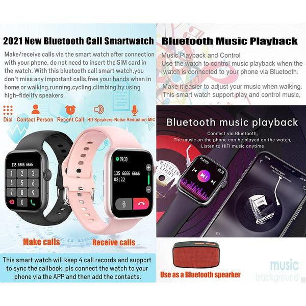 feifuns Smart Watch(Receive/Make Call),1.72'' Full Touch Screen Fitness Tracker with Call Text Reminder Heart Rate Blood Pressure Oxygen Pedometer Sleep Tracker for Women Men Android iOS Phone (Pink) 1