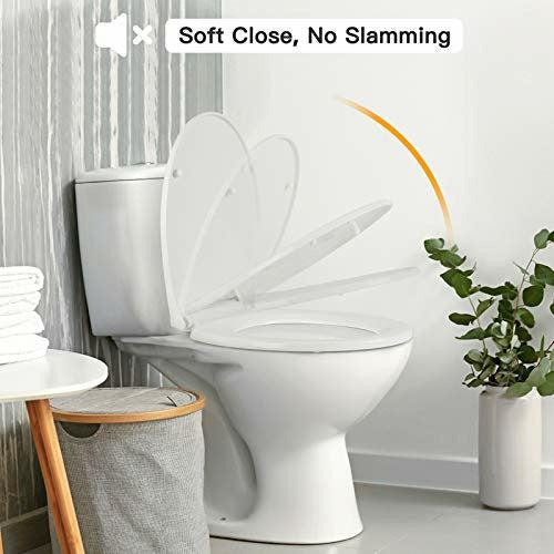 Pipishell Soft Close Toilet Seat, Toilet Seat with Quick Release for Easy Clean, Simple Top Fixing, Standard Toilet Seats White with Adjustable Hinges, O Shape 1