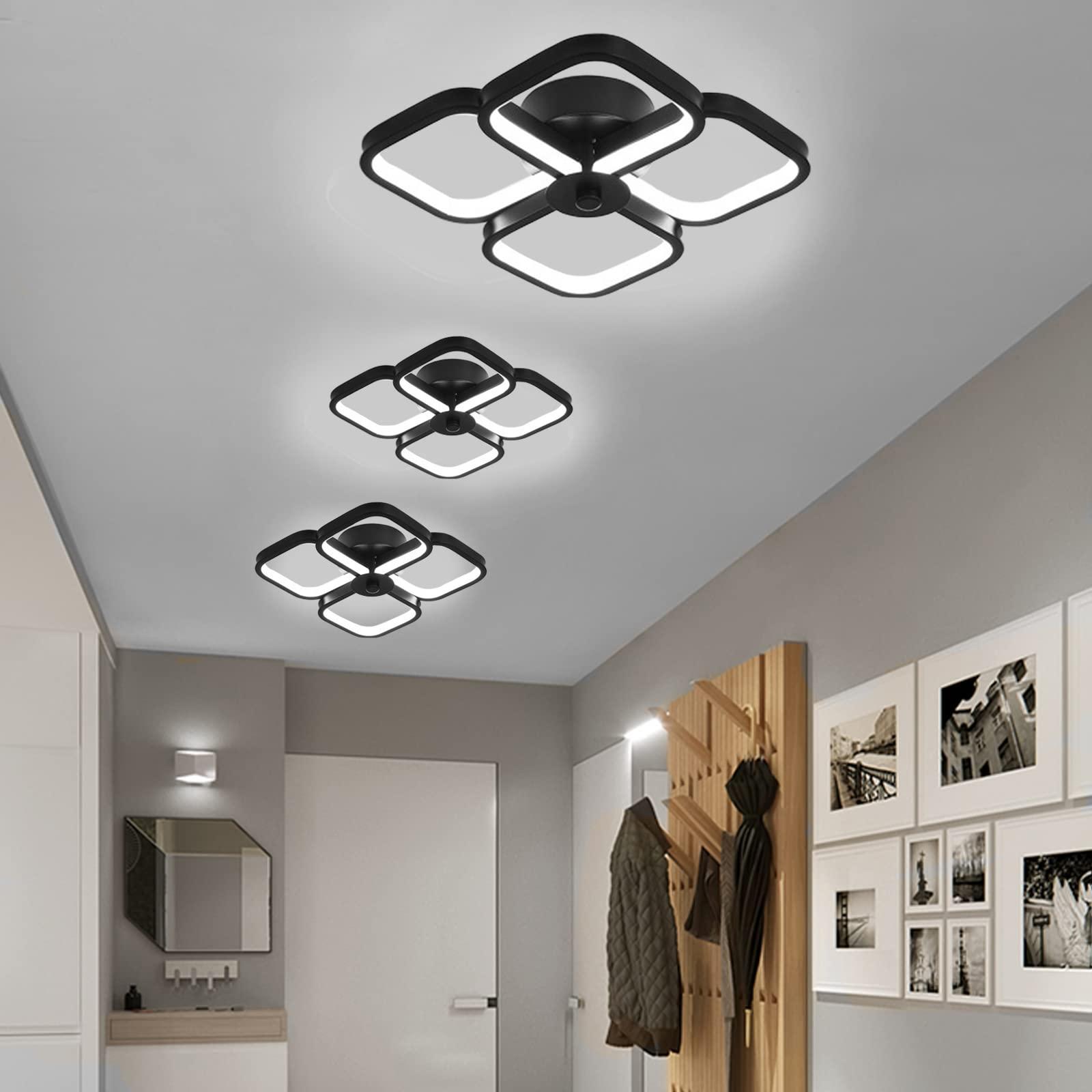 HOUZEE Light Fittings Ceilings LED 4 Squares Black Creative Fashion Celings Lights for Corridor Kitchen Lights Ceiling Dinning Room Cold White Light Warm Light 30W (Cold White Light) 2