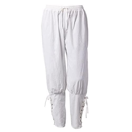 COSDREAMER Men's Medieval Pants Viking Pirate Costume Trousers White S 2