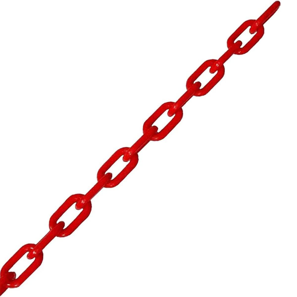 MACHSWON 10m x 10mm Plastic Chains Barrier Safety Plastic Chain Warning Post Road Cone Chain Isolation Chains for Transportation Facility,Decorative Garden Fence Red 4