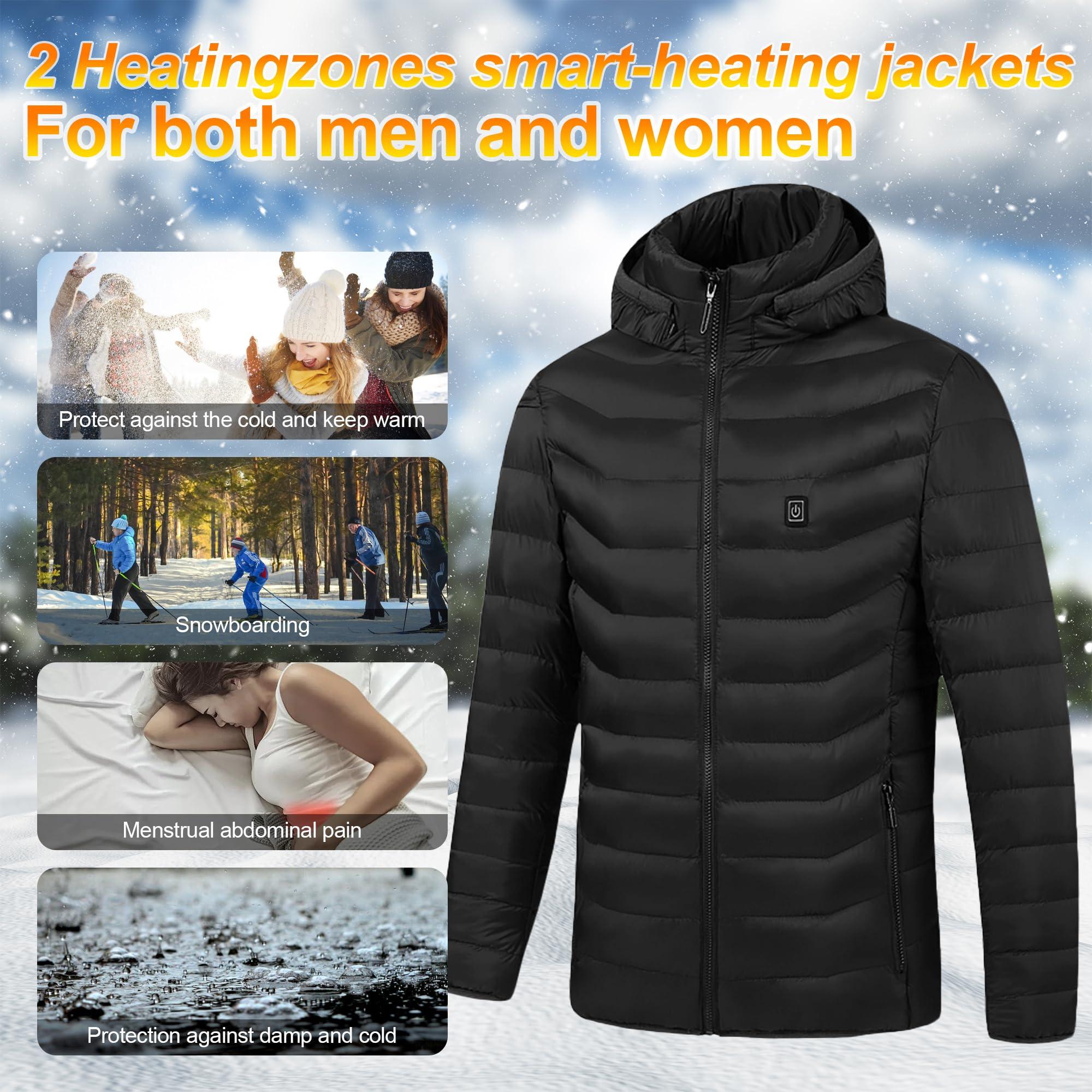 JC Gens Men’s Heated Jacket, Electric Heated Jacket with 3 Adjustable Heating Levels 2 Heating Zones, Lightweight Flexible Warming Jacket for Winter Outdoor Skiing Camping Hiking 2