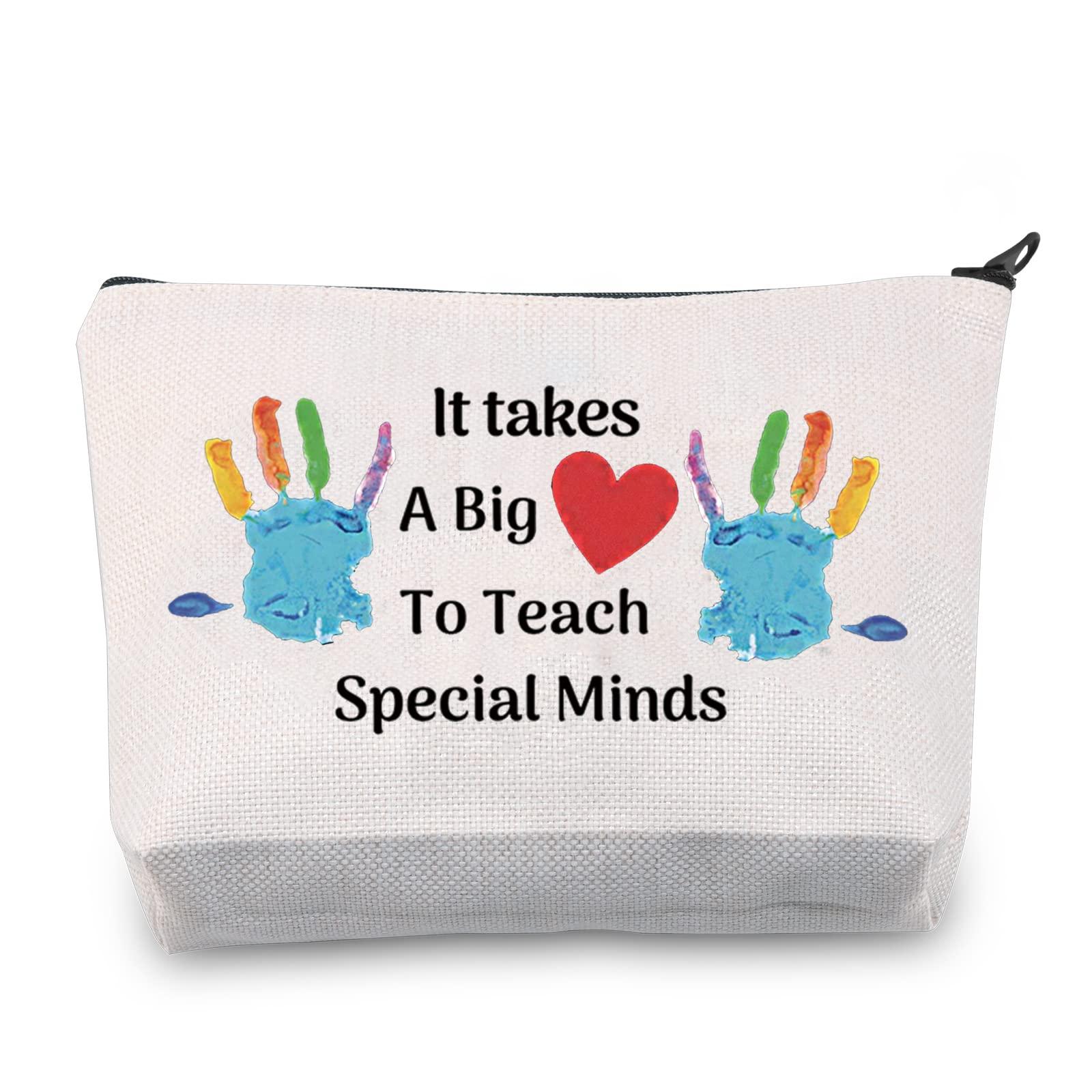 LEVLO Teachers Appreciation Gifts It Takes A Big Heart to Teach Special Minds Cosmetic Bag Teacher’s Day (to Teach Special Minds)