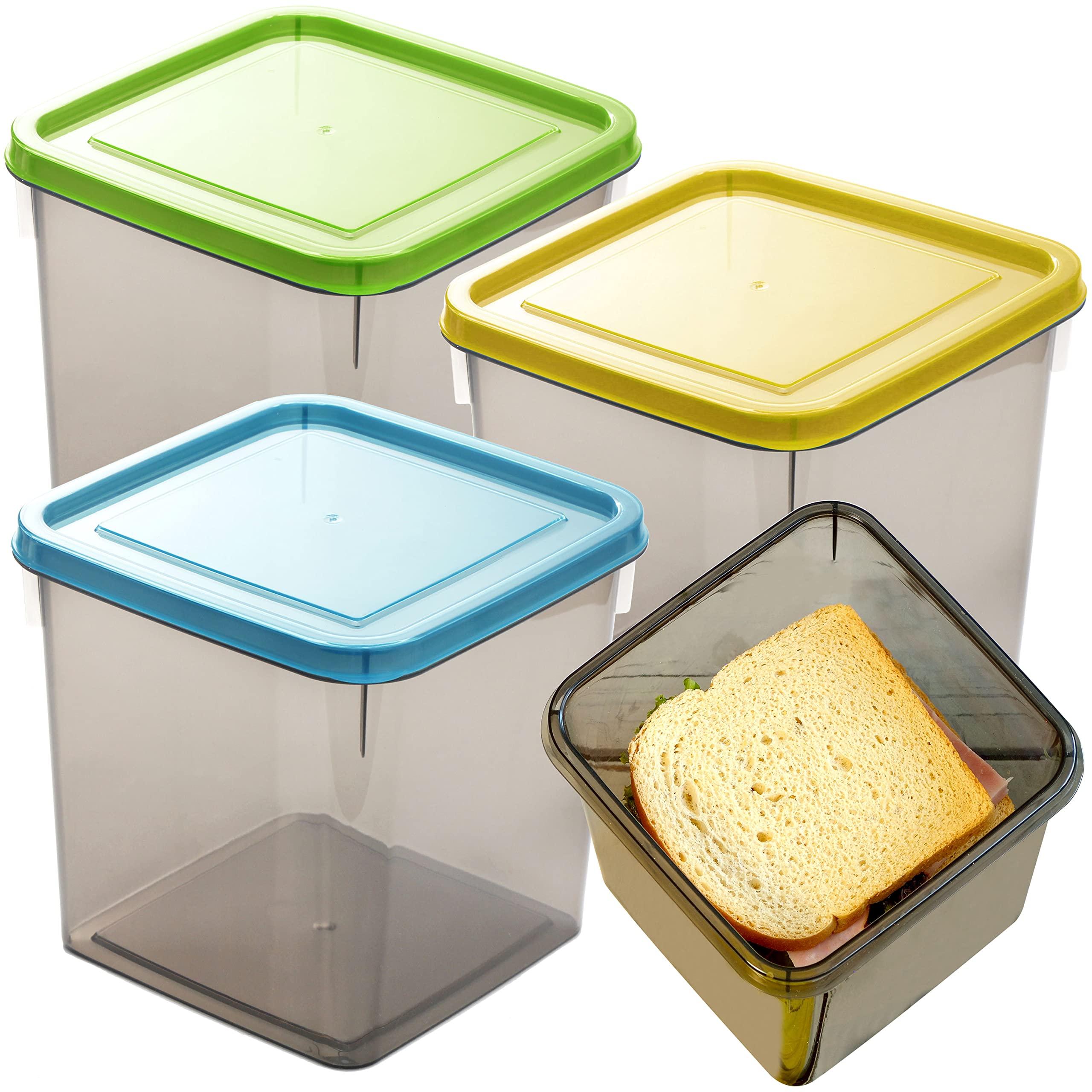 Youngever 3 Pack Sandwich Containers for Lunch Box, Reusable Food Storage Containers, Meal Prep Containers (Multi Sandwiches 2250ML) 0