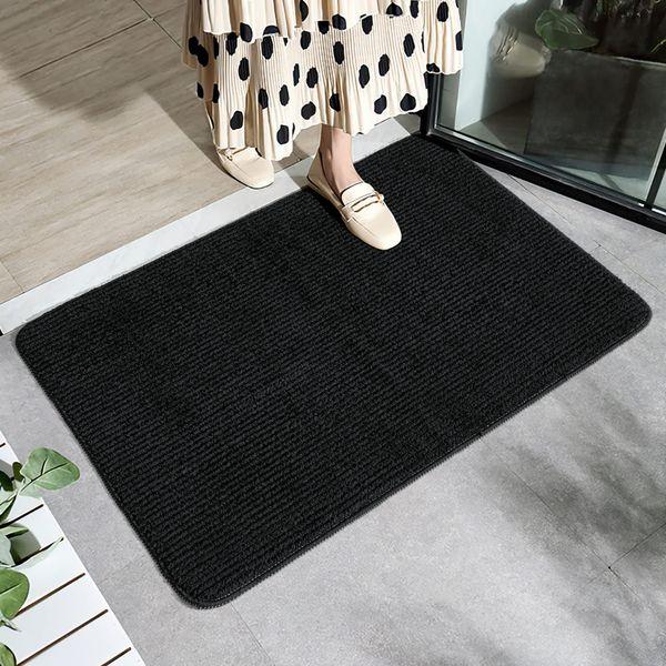 MIULEE Door Mats Indoor Front Door Mat Indoor Washable Doormat Indoor Dirt Trapper Non-slip Absorbent Inside Entrance Rug Floor Mat for Entryway, Patio, Indoor, Outdoor, Pets Black 60x90cm 0