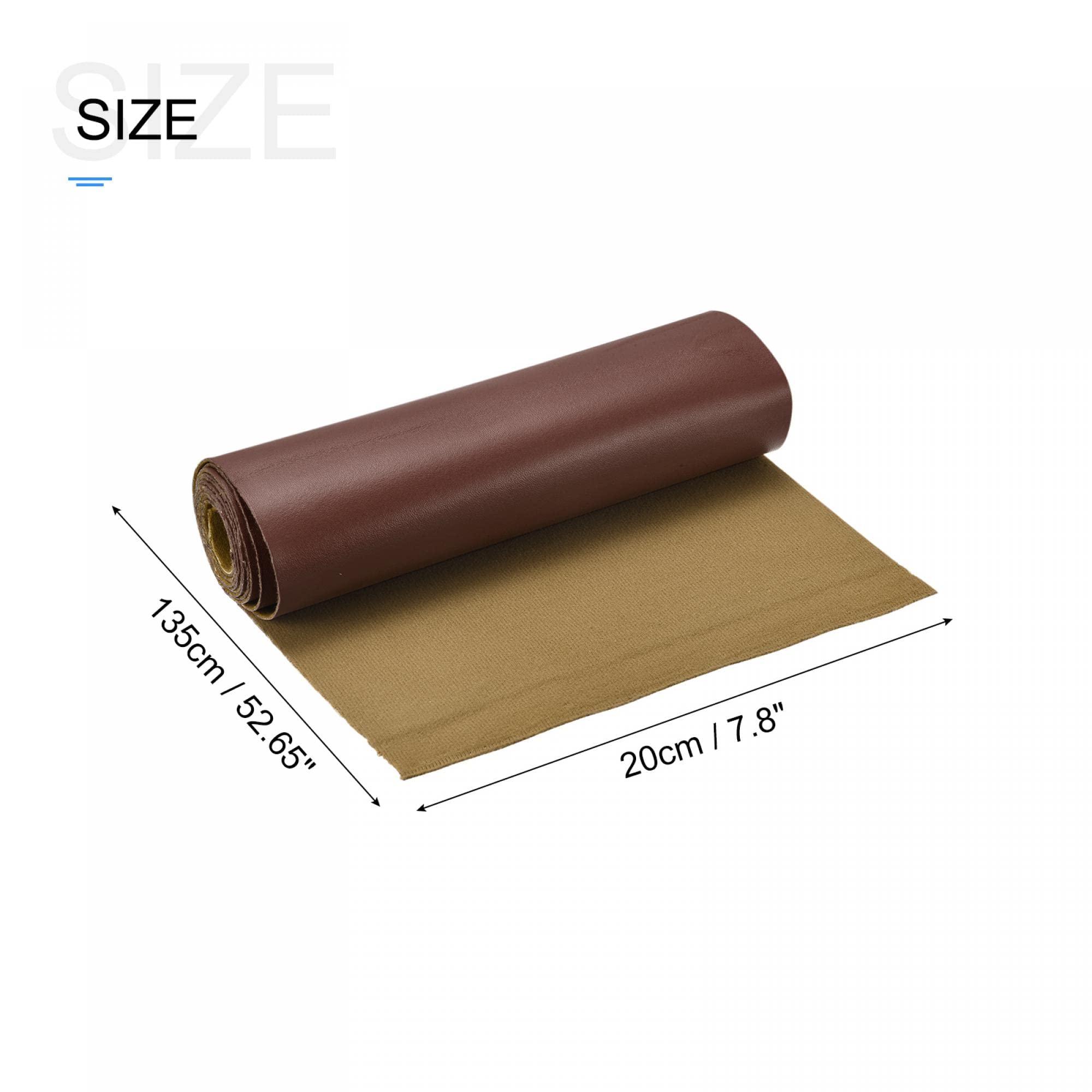 sourcing map Smooth Solid Color Faux Leather Sheets with Cotton Woven Back, PU Leather for DIY, Making Crafts, Sewing, 20 x 135cm Brown 1