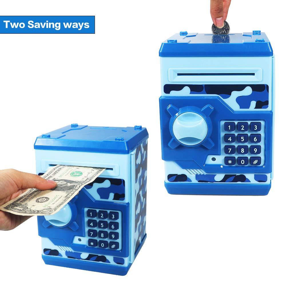 Saodom Mini Atm Piggy Bank Best Gift for kids,Money Counter Electronic Code Piggy Bank Safe Box Coin Bank for Boys Girls Password Lock Case 1