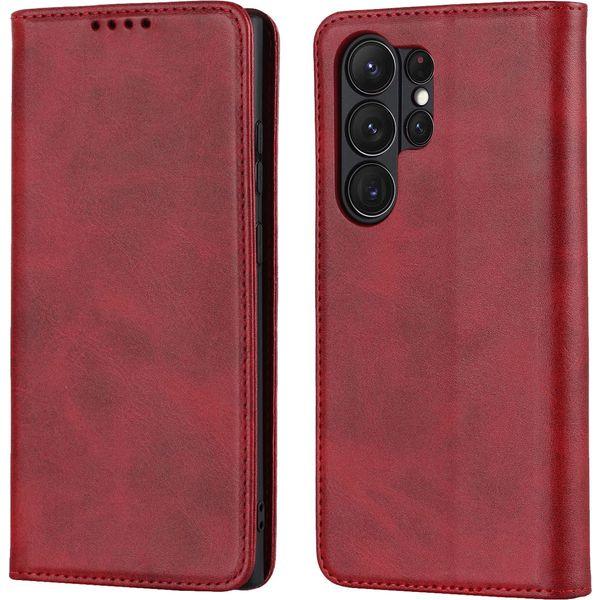 SailorTech Samsung Galaxy S23 Ultra Wallet Leather Case, Premium PU Leather Cases Folio Flip Cover with Magnetic Closure Kickstand Card Slots Holder Wine Red 0