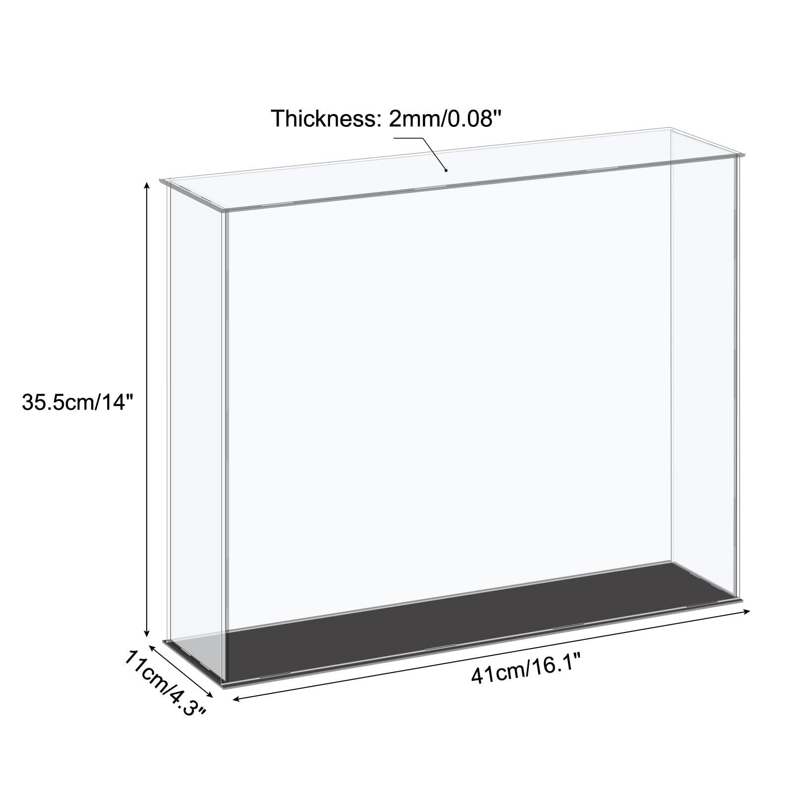 sourcing map Acrylic Display Case Plastic Box Cube Storage Box Clear Small Assemble Dustproof Showcase 41x11x35.5cm for Collectibles Items 1