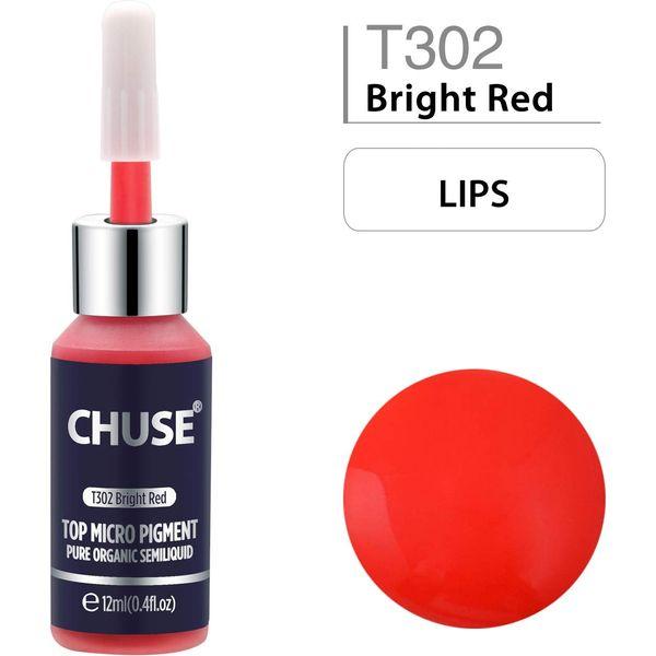 CHUSE T302 Microblading Micro Pigment Permanent Makeup Tattoo Ink Cosmetic Color Bright Red Passed SGS,DermaTest 12ml (0.4fl.oz)