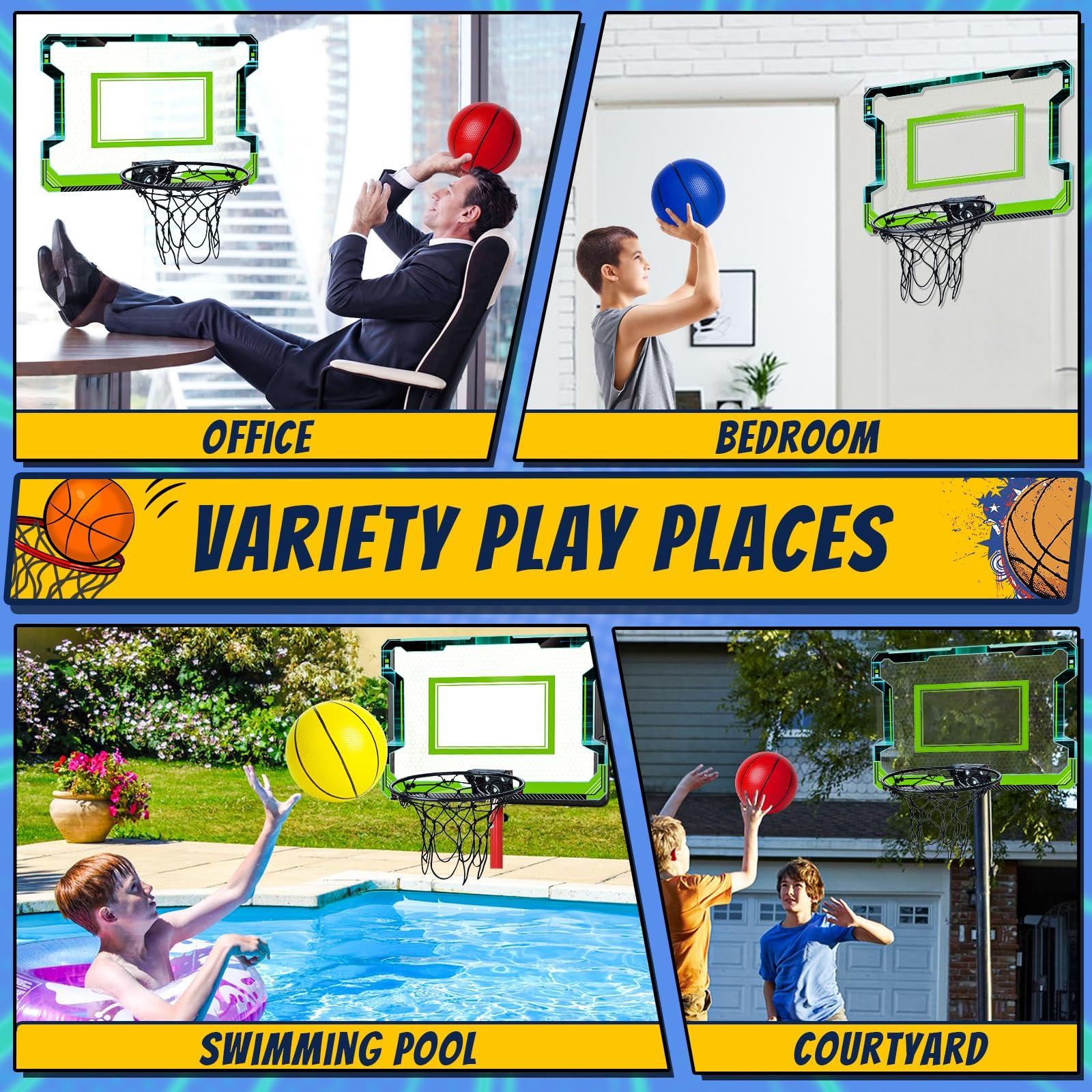 Mini Indoor Basketball Hoop, Basketball Hoop with Complete Accessories for Room & Wall Mounted, Over the Door Small Basketball Arcade Game Sports Toys Gift for 5+ Girls Boys Toddlers Kids Teens Adults 1