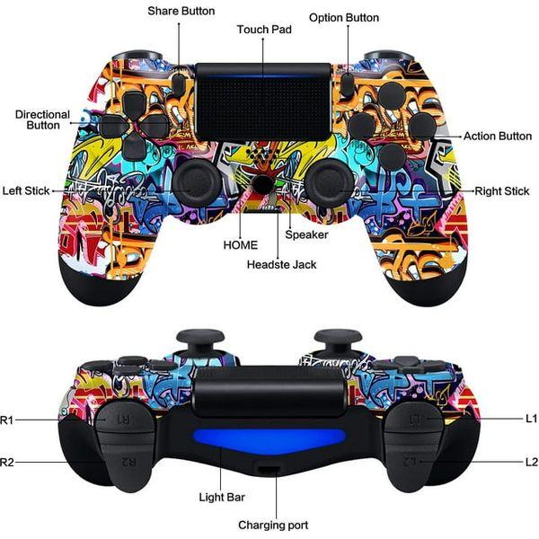 Wireless Controller Compatible with PS4/Pro/Slim/PC,Game Remote, Graffiti - model 2AT5K-P4 4