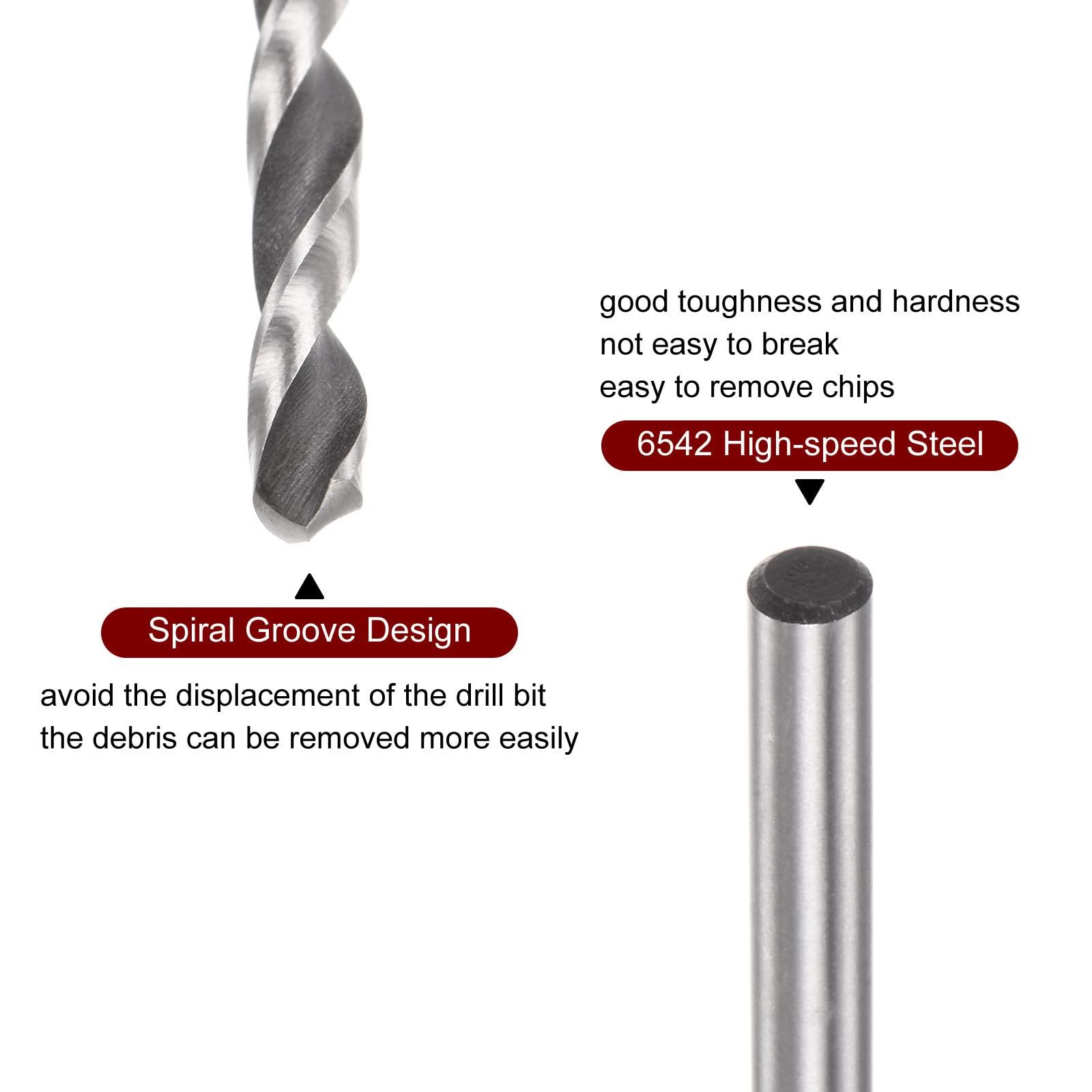 sourcing map 6542 High-speed Steel Twist Drill Bit, 3.2mm Drill Bit 300mm Length Extended Straight Shank Black Oxide Ground Drill Bit for Steel Aluminum Alloy 3