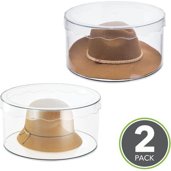 mDesign Round Closet Storage Box with Lid - Large, Clear - Pack of 2 1