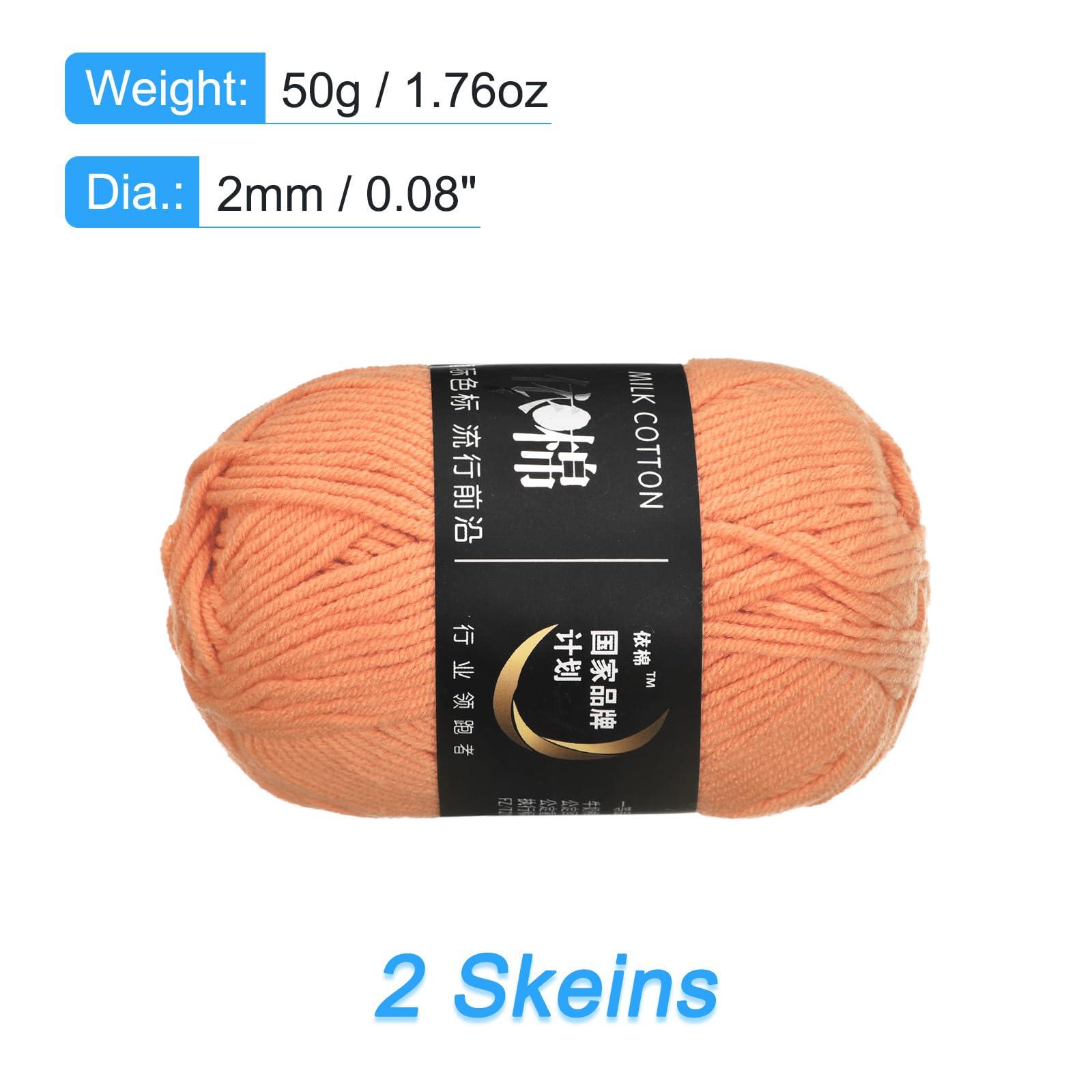 sourcing map Acrylic Yarn Skeins, 2 Pack of 50g/1.76oz Soft Crochet Yarns for Knitting and Crocheting Craft Project, Light Orange 1