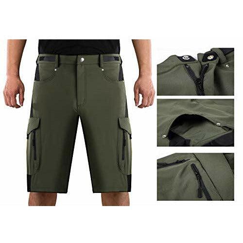 Cycorld Men's-MTB-Shorts-Mountain-Bike-Shorts 4D Padded Loose Fit Baggy Cycling Shorts with Zip Pockets (Green,S) 1
