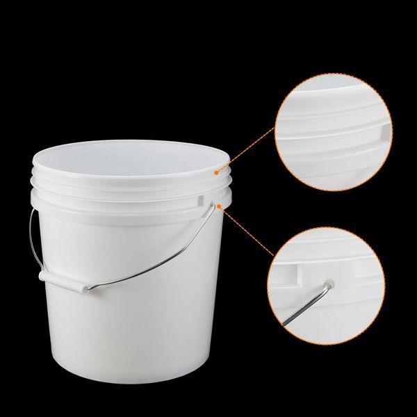 sourcing map Plastic Paint Pail Multipurpose Container 2.64Gallon/10L Paint Can Metal Handle and Lid, White 4