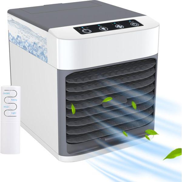iCoostor Personal Space Air Cooler | Portable Evaporative Air Cooler | Humidifier with Touch Button & Remote Control & 3 Speed Levels &7 LED Light & Waterless Protect & Timer for Every Situation 0
