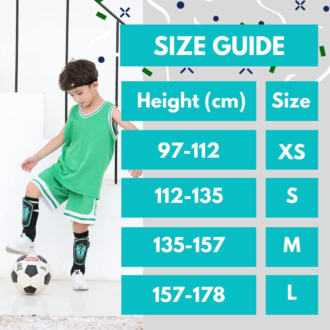 Shin Pads for Kids Junior Boys Football Shin Guards for Youth Children Protective Equipment with Adjustable Straps and Ankle Support Football Gifts Green XS 3