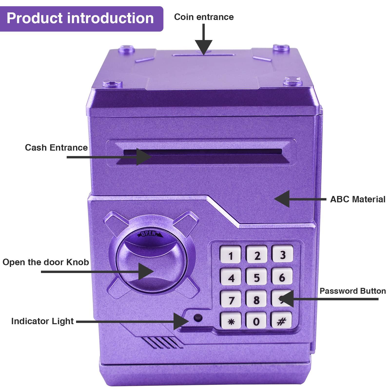 Saodom Mini Atm Piggy Bank Best Gift for kids,Money Counter Electronic Code Piggy Bank Safe Box Coin Bank for Boys Girls Password Lock Case 2